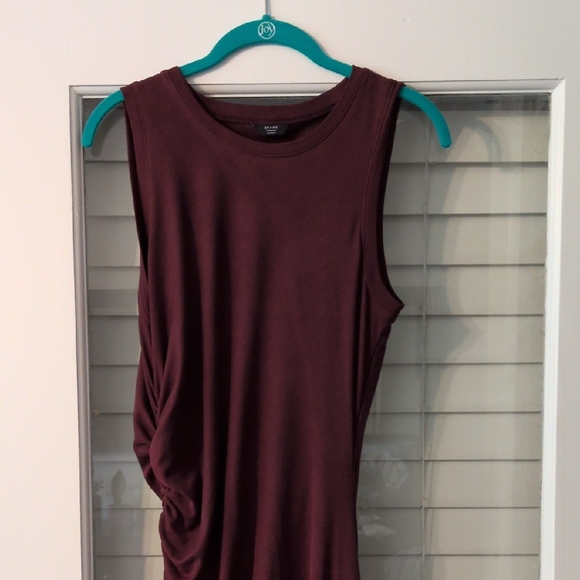 Brass Shirred Midi Dress Black Cherry - Picture 3 of 6